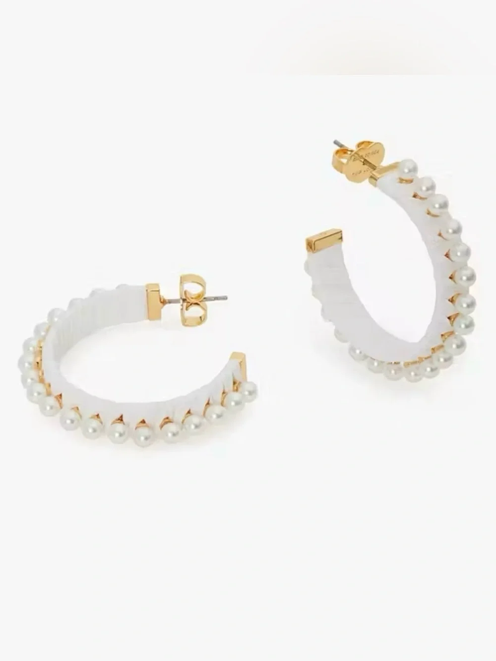 NEW Kate Spade white Francesca Raffia Hoops